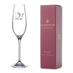 DIAMANTE Swarovski 21st Birthday Champagne Flute – Single Crystal Champagne Glass with Platinum 21 Embossed and Swarovski Crystals – Gift Boxed