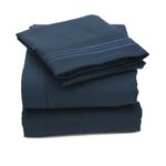 Sweet Home Collection Egyptian Quality Deep Pocket Bed Sheet Set, Navy, King