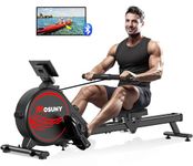 Rowing Machine, MOSUNY Magnetic Rowing Machines for Home Gym with 16 Levels Resistance, Maximum Load of 350 LB, Upgrade to Double Slide Rails, App Supported, Vertical Storage