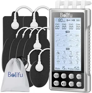 Belifu Tens Unit Muscle Stimulator Independent 24 Modes, Pulse Massager Touchscreen Tens EMS Machine for Neck Back Arms Chronic Pain Relief Sciatica Tendonitis Plantar Body Building