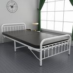 Honey Touch Metal Folding Bed Single Size with Mattress for Sleeping Guest Bed Easily Storable 3ft x 6ft (White, Ortho Tri Layer Foam)