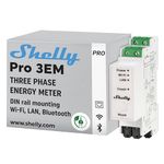 Shelly Pro 3EM (120A) - WiFi, LAN & Bluetooth 3-phase Smart Energy Meter, DIN-rail mountable, Real-time Voltage Amps Monitoring via app, No Hub Required, Solar/Net Metering