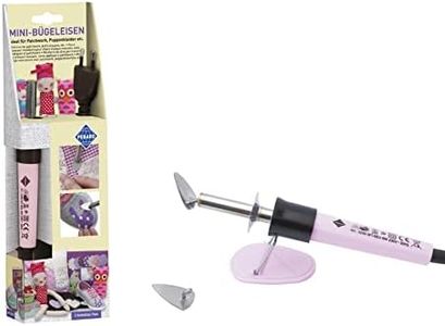 Pebaro Mini iron with 2 attachments for designing fabric, ironing, patchwork and applying iron-on fleece.