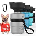 Dog Water Bottle 18oz, Portable Pet Water Bottles for Walking Squeeze No Spill Dog Water Bowl Dispenser Foldable 2-in-1 Design, Lightweight & Convenient for Travel Outdoor BPA Free Gray