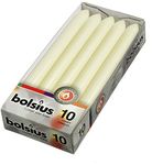 BOLSIUS Ivory Dinner Candles - 10 Pack Unscented 9 Inch Straight Taper Candle Set - 8 Hour Burn Time - Premium European Quality - Smokeless and Dripless Household, Spa, Wedding, and Party Candlestick