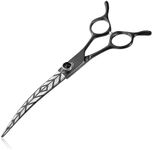 DRGSKL 7" Curved Dog Grooming Scissors Black, Japanese Stainless Steel 440C Pet Fur Scissors for Medium and Big Pets Sharp and Sturdy Grooming Shears for Novice and Professional Groomers