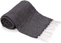 Americanflat 50x70 Authentic Thick Mexican Blanket - Yoga Blanket Soft Woven Cotton & Polyester Falsa Blanket in Solid Grey - Perfect for Yoga Rug, Beach and Meditation Blanket