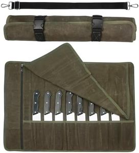 HDBHBH Chef Knife Roll Bag – Waxed Canvas, 11 Slots, Waterproof, Green