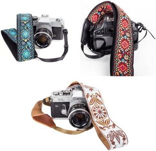 Art Tribute Red, Blue & White Woven Vintage Camera Straps Bundle Package - Best Gift for Photographers