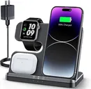 JARGOU 3 in 1 Charging Station for Apple Wireless Charger for iPhone 17 16e 16 15 14 13 12 11 X 8 & for iWatch Charger Wireless Charging Station for Multiple Devices for AirPods 2/3/4/Pro/Pro 2/Pro 3