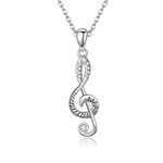 VENACOLY Music Note Necklace Sterling Silver Music Pendant Music Note Jewellery Gifts for Women