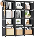 Mavivegue Book Shelf, 12 Cube Storage Organizer, DIY Bookcase, Metal Bookshelf,Tall Book case for Bedroom, Living Room,Office,Closet , Black Cubicle Rack