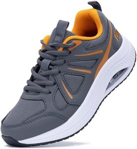 QAUPPE Womens Walking Shoes with Arch Support Athletic Orthotic Sneakers for Women Foot Pain Relief GrayOrange US 5.5
