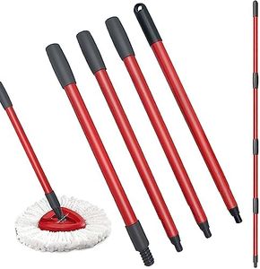 Spin Mop Replacement Handle, 4 Section 30 Inch to 58 Inch Stainless Steel Mop Replacement Handle for O-Ceda Spin Mop EasyWring Triangle Spin Handle for Floor Cleaning（Black）