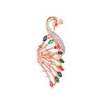 SARAF RS JEWELLERY Rose Multicolour Ad Studded Peacock Finger Ring For Women - One Size