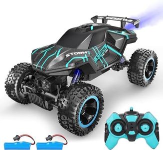 Ufanore RC Car Remote Control Car with Rear Fog Stream, 1:16 Scale Off Road 4WD Monster Truck RC Drift Car with 2 Rechargeable Batteries, 2.4GHz All Terrain Hobby Car Toy Vehicle for Boys Kids Gifts