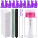 Tanstic 556Pcs Gel Nail Polish Remover Tool Kit with Nail Clips, Nail Polish Remover Bottle, Cuticle Pusher, Cuticle Peeler Scraper, Nail File, Nail Buffer Block, Nail Brush, Nail Cotton Pads(Purple)