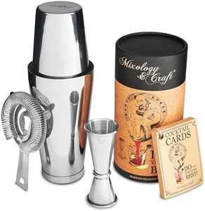 Mixology Cocktail Shaker Boston Shaker Set Professional Weighted Martini Shakers, Strainer and Japanese Jigger, Portable Bar Set for Drink Mixer Bartending, Exclusive Recipes Cards (Silver)