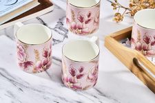 GOLDEN QUEEN'S Bone China Handcrafted Tea Cups - Set Of 6 | Ideal For Everyday Tea And Coffee, Enhancing Your Daily Rituals (Pink Blossom, 200Ml)