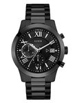 GUESS Stainless Steel Black Ionic Plated Chronograph Bracelet Watch with Date. Color: Black (Model: U0668G5)