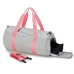 BE Smart Gym Bag Sports Duffle Bag for Men Women, Waterproof Gym Bags Weekender Bag with Shoe Compartment, Lightweight Large Overnight Workout Bag with TPU Dry Wet Separate Pocket (Grey-Pink)