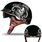 Retro Motorcycle Half Helmet, Open Face Moped Helmet Bike Cruiser Chopper Scooter Crash Moped ATV ECE Approved for Men and Women Adult M~XXL