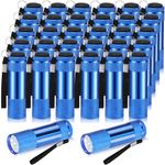 VIHOSE 32 Pcs Mini Flashlights Bulk, Bright Aluminum Handheld Flash Light with Lanyard, Small LED Flashlights for Kids Night Reading Emergency Hurricane Camping Hiking Party Favors(Blue)