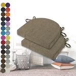 Kimgull U Shaped Chair Pads for Dining Chairs Set of 2, Non Slip Chair Cushions with Ties, Cover Removable Soft Foam Cushion for Kitchen Dining Living Room Cafe (Hemp Brown 16x15x15x3in)