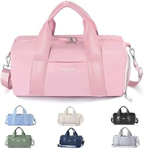 Compact Sports Gym Bag for Women, Cute Mini Duffle Bag with Wet Pocket & Shoes Compartment, Personal Item Travel Workout Bag, Pink, Small, Personalized Fashion, Cute, Compact