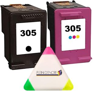 Multipack 2 Cartouches d'encre N° 305 Noir et Couleur pour imprimante HP Envy 6000 6010 6012 6015 6020 6022 6030 6032 6052 6055 6400 6420 8717 + Un surligneur Plein d'encre 3 Couleurs Offert