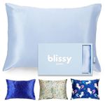 Blissy Toddler Silk Pillowcase - 100% Pure Mulberry Silk - 22 Momme 6A High-Grade Fibers - Soft and Gentle Silk Pillowcase for Kids Hair and Skin (Toddler 13 x 18 in, Baby Blue)