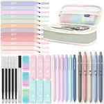 Four Candies 39 PCS Aesthetic School Supplies with Cute Pen Case, 12 Pastel Highlighters, 5 Black Ink Gel Pens, 6 Mechanical Pencils Set 0.5 & 0.7 mm for Students Stationary College Essentials (Green)