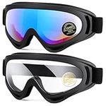 MAMBAOUT 2-Pack Snow Ski Goggles, Snowboard Goggles for Men, Women, Youth, Kids, Boys or Girls