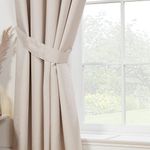 Sundour Eclipse Blackout Pencil Pleat Curtains Natural Beige 46x72 Fully Lined Curtain Taped Top