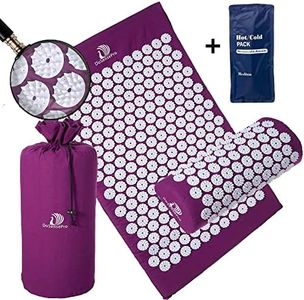 Acupressure Mat and Pillow Set - by DoSensePro + Hot/Cold Gel Pack, Massage Mat for Back and Neck Pain. Relieve Sciatic, Headaches, Aches at Pressure Points. Natural Sleeping Aid (Purple)