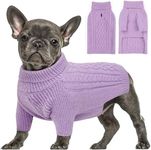 YUDODO Small Dog Pullover Sweater Cold Winter Cable Dog Knitwear Classic Turtleneck Thick Warm Dog Clothes Christmas Pet Dog Sweaters for Chihuahua Bulldog Dachshund Pug Yorkie(Large,Purple)