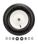 PEAKTOW PTW0003 Air Filled 14.5 Inches Universal Replacement Wheelbarrow Wheel Tire with Adapter Kit