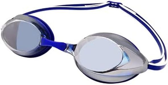 Amazon Basics Unisex Swim Goggles, Adult, Blue Mirrored