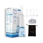 COSLUX Portable Water Flosser – 280ml Tank, 4 Modes, 4 Nozzles, 60-Day Battery, IPX7 Waterproof, Rechargeable, 2-Year Warranty (White)