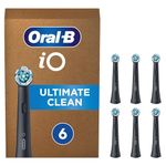 Oral-B iO Ultimate Clean Electric Toothbrush Head, Twisted & Angled Bristles for Deeper Plaque Removal, Pack of 6 Toothbrush Heads, Suitable for Mailbox, Black