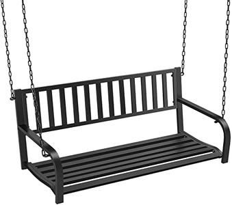 Yaheetech Porch Swing Hanging Bench, Patio Furniture Metal Swing Chair for Garden, Yard, Deck, Backyard, Outdoor - Black