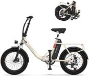 INVANTI Electric Bike, 20" Fat Tire Step-Thru Electric Bicycle, 900W Peak Motor 45 Miles 20MPH Top Speed, Dual Suspension & 7-Speed Folding Ebike for Adults with Rear Rack