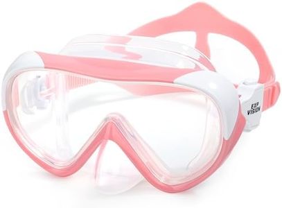 Kids Swim Mask 180° Snorkel Diving Mask, Anti-Fog Child Swim Goggles with Nose Cover No-Leak Swimming Goggles Anti-Shattered Lens for Youth 4-15 (Pale Pink)
