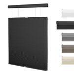 BERISSA Top Down Bottom Up Blackout Cellular Shades Cordless, Blinds for Indoor Windows, Thermal Insulated Window Shades for Bedroom Door Office,Easy to Install,Black. 70" W x 36" H