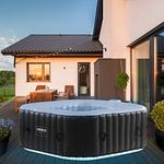 Arebos Inflatable Hot Tub | Indoor & Outdoor Spa Pool | 154 x 154 cm | with LED lighting | square |4 persons | 100 massage jets | with heating | 600 L | Incl. cover | Bubble Spa & Wellness Massage