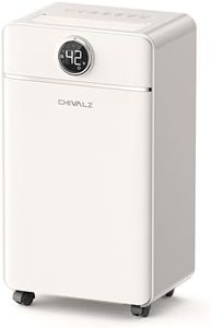 CHIVALZ 12L/24H Dehumidifiers for Home, Bedroom & Bathroom, LED Display and 24H Timer, Interior Dehumidifier with Automatic Defrosting, 2L Water Tank & Drainage Hose, White, 1 Pack+3 Modes