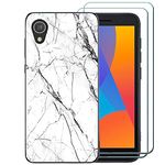 Ranyi for Alcatel 1 5.0" Case with Screen Protector, Alcatel 1 2021 Phone Case, Marble Design Slim TPU Case with Screen Protector Shock Absorbing Marble Case for Alcatel 1 5.0" 2019 2021 -White