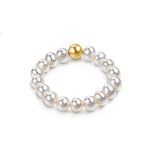 Beautiful pearls glass beads elastic finger/Toe rings (set of 2) (Pearls with gold)