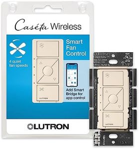 Lutron Caseta Smart Fan Speed Control Switch, for Fans and Fan Lights, Works w/ Alexa, Apple Homekit, Google Home (Hub Required), Neutral Required, 1.5A Single-Pole, PD-FSQN-LA, Light Almond