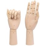 Belle Vous Flexible Wooden Mannequin Left & Right Hand Model Figures (2 Pack) - 30cm (11.81 Inches) - Movable Display Manikin with Finger Joints for Drawing, Sketching & Painting - Jewellery Holder